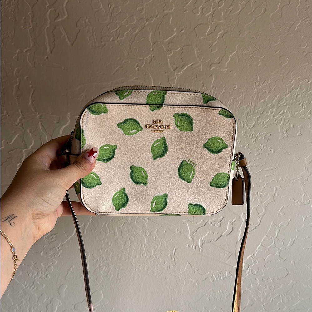 Coach Cream and Green Crossbody Bag